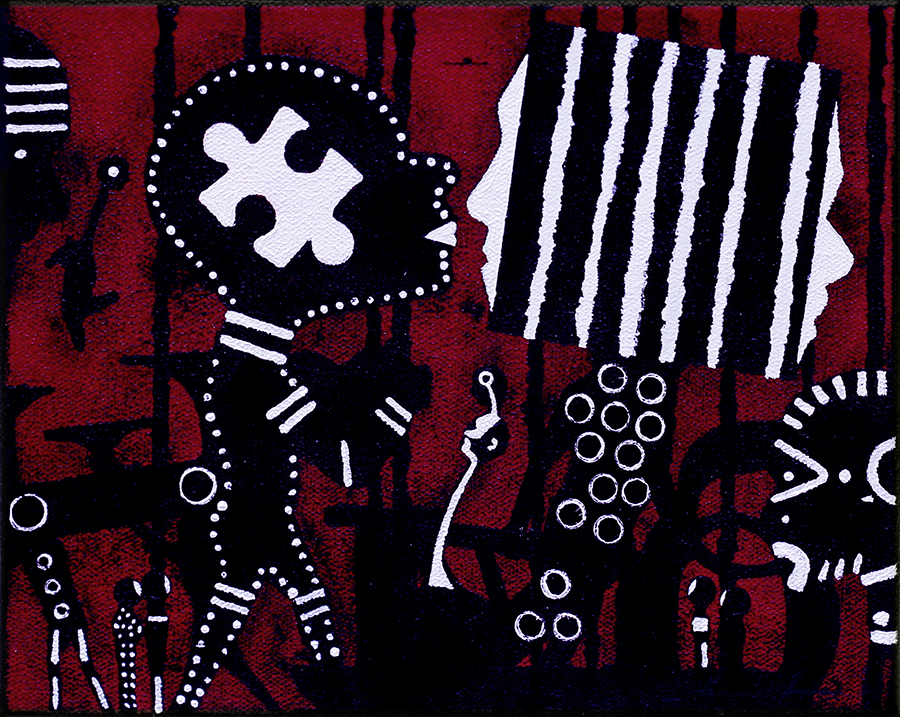 Mo lo'u Tina (I), by Andy Leleisi'uao, 2025, acrylic on canvas, 202 x 252mm, $1100