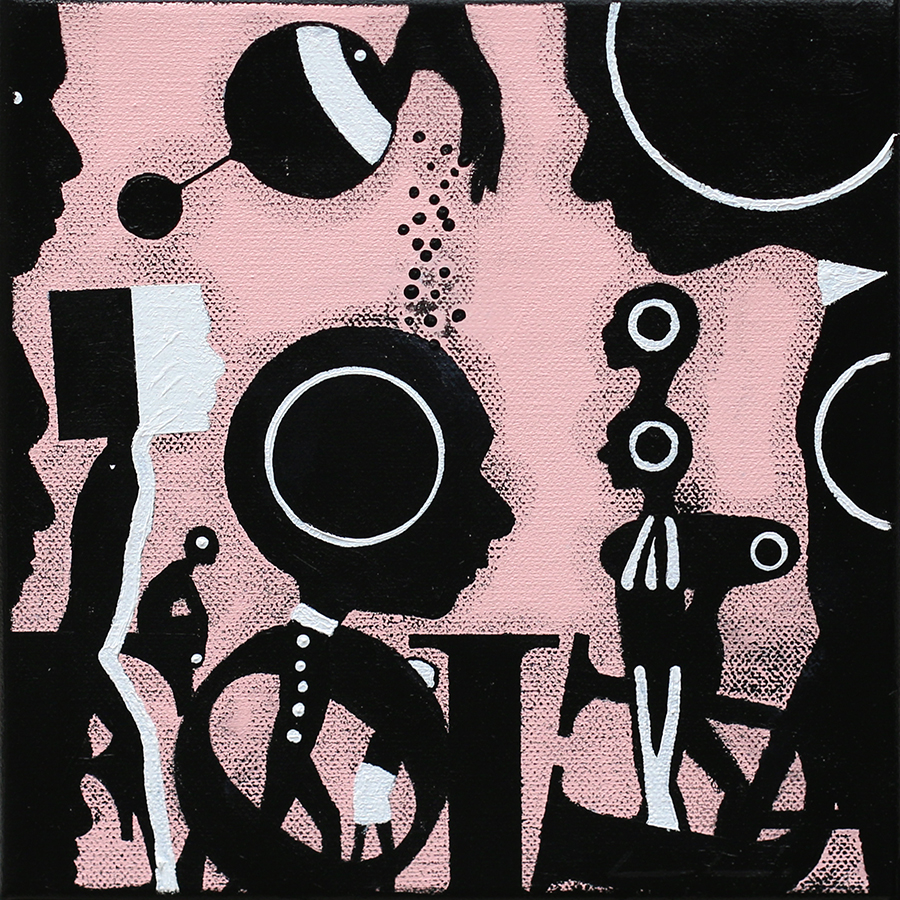 Mo lo'u Tina (III), by Andy Leleisi'uao, 2025, acrylic on canvas, 202 x 202mm (SOLD)