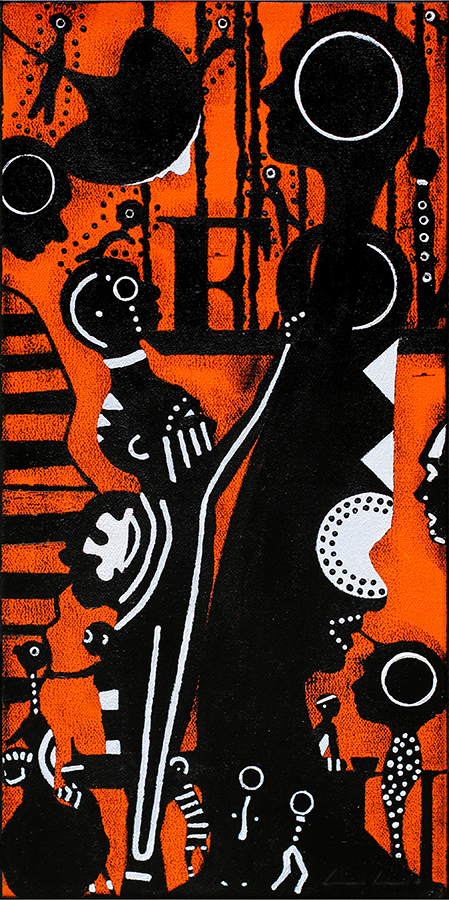 Mo lo'u Tina (IV), by Andy Leleisi'uao, 2025, acrylic on canvas, 405 x 202mm, (SOLD)