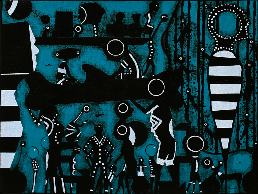 Mo lo'u Tina (X), by Andy Leleisi'uao, 2025, acrylic on canvas, 300 x 400mm, $2200