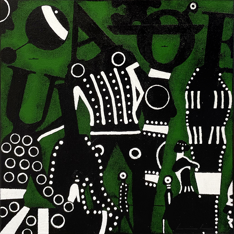 Mo lo'u Tina (XII), by Andy Leleisi'uao, 2025, acrylic on canvas, 252 x 252mm, SOLD