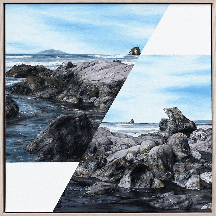 Howling Wolf, by Chris Pole, 2024, oil on canvas, framed, 600 x 600mm