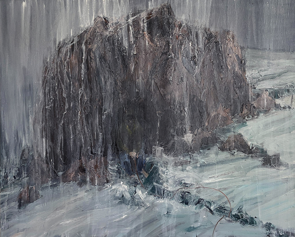 Rain Head, by Euan Macleod, 2023, oil on polyester, 1000 x 1240mm