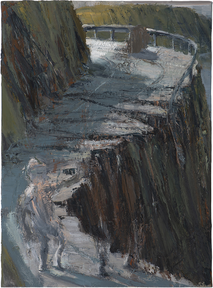 Child & Adult (obscured) on Summit Road, by Euan Macleod, 2023, oil on polyester, 760 x 560, $7,500 (SOLD)