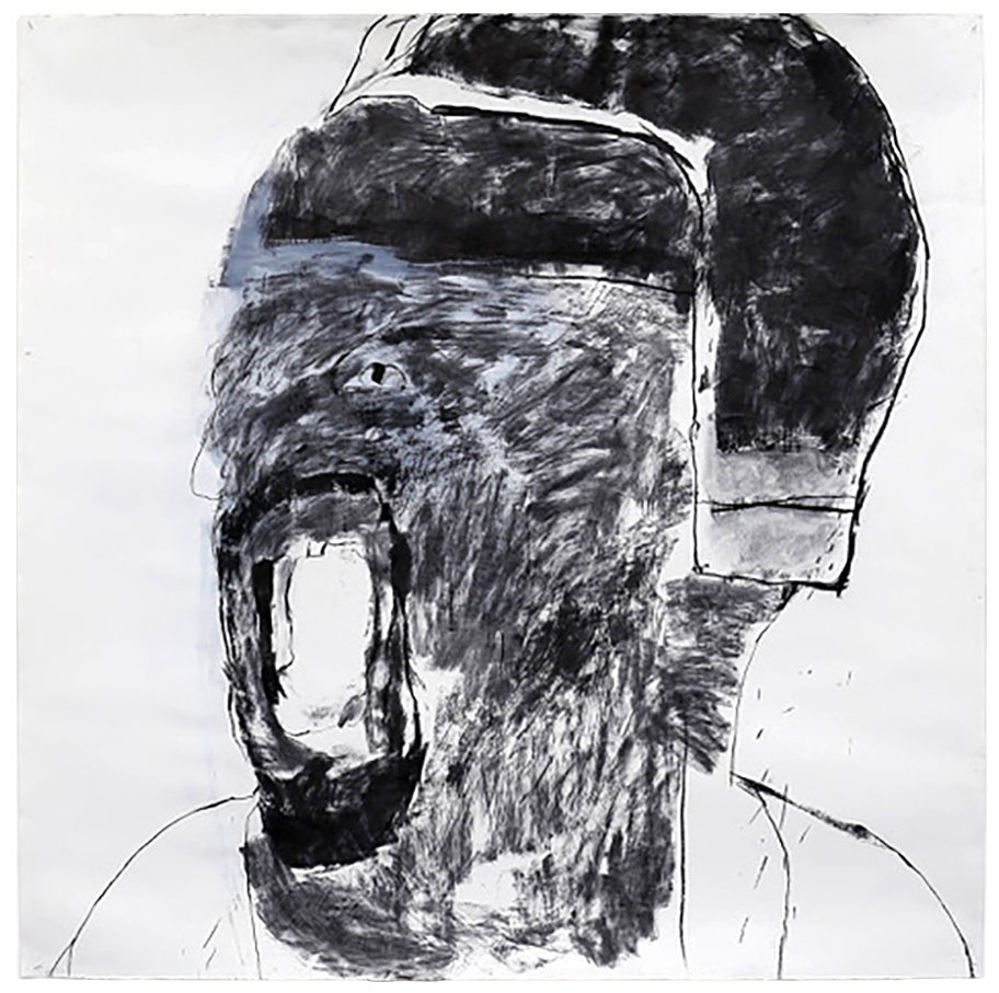 Headset 1, by Kristin Stephenson, 2020, charcoal on paper, 1100 x 1100mm, $6600