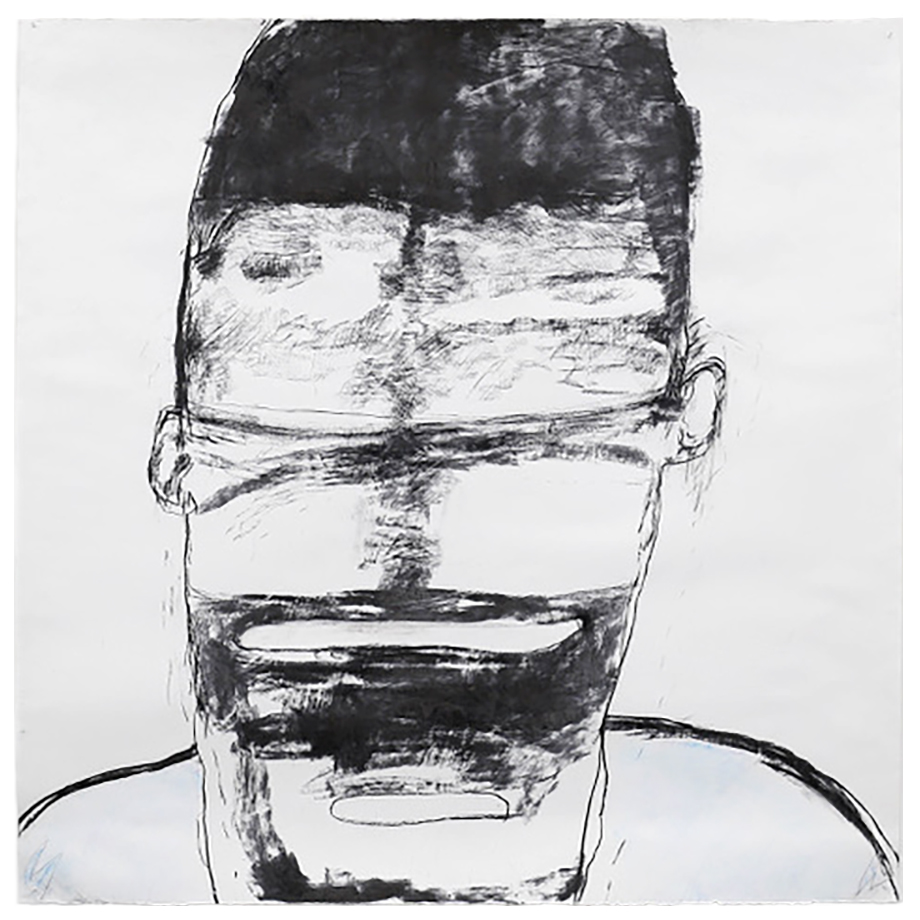 Headset 2, by Kristin Stephenson, 2020, charcoal on paper, 1100 x 1100mm, $6600