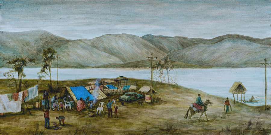 Providere, by Jenna Packer, 2025, acrylic on canvas, 380 x 760mm, $4200