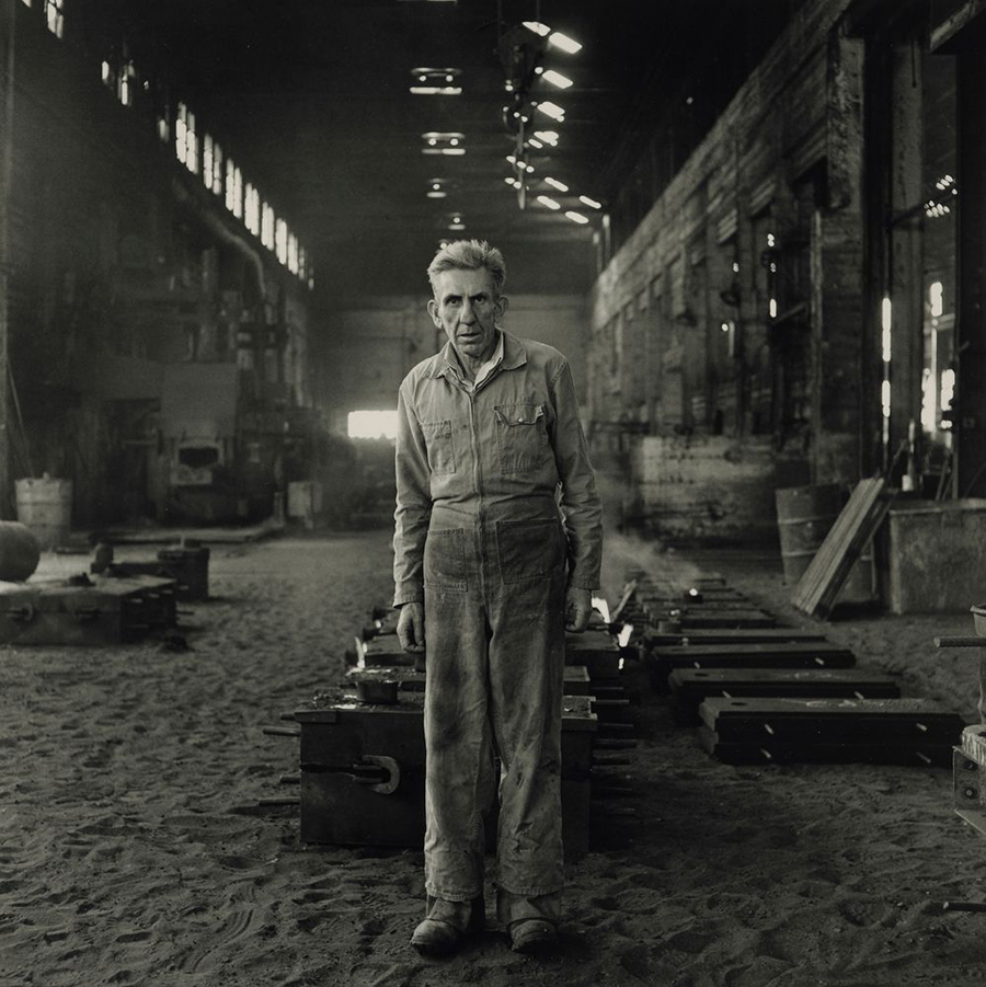 Joe Sandford, Labourer, Steel Foundry, Christchurch, by Glenn Busch, 1982, archival pigment print, not for sale - private collection
