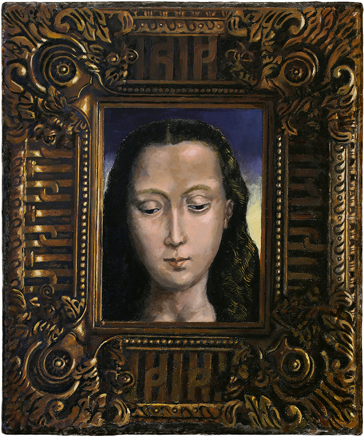 'Memling's Madona, Framed' by Nigel Buxton, 2024, oil on gesso board, 385 x 320mm, unframed