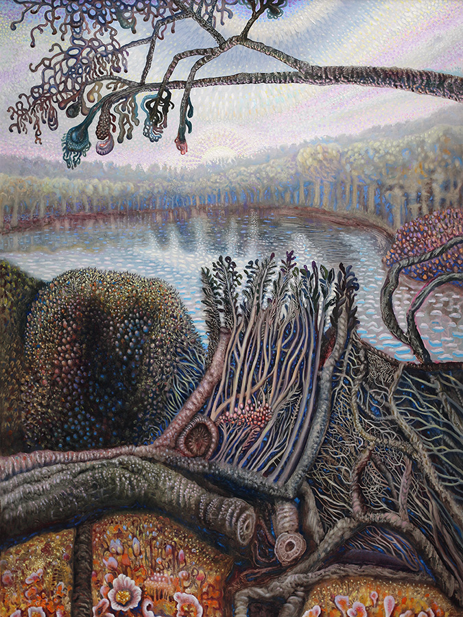 'Milnthorpe Estuary I', Rebecca Harris, 2024, oil on board, 1220 x 915mm