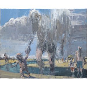 Beach couple and clouds