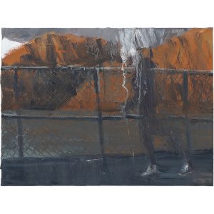 Mum against red hills