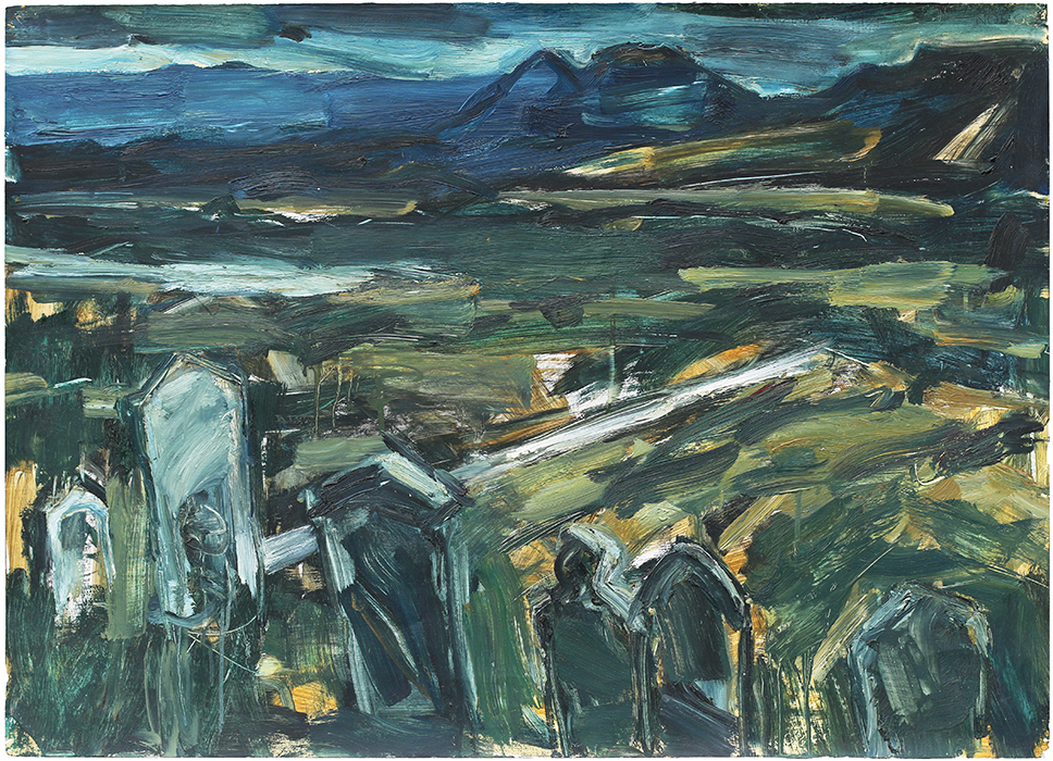 Ross Cemetery, Catherine Brough, 1994, oil on paper, framed, 880 x 1160mm (SOLD)