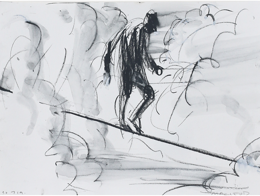 Untitled Highwire sketch, 2020, charcoal and felt tip marker on paper, 225 x 305mm 