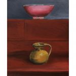 Pink bowl, ochre jug, by Nigel Buxton