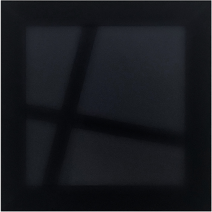 Shades of Black #2, Polly Gilroy, 2022, Silk, chiffon, on pine, 360 x 360mm, (SOLD)