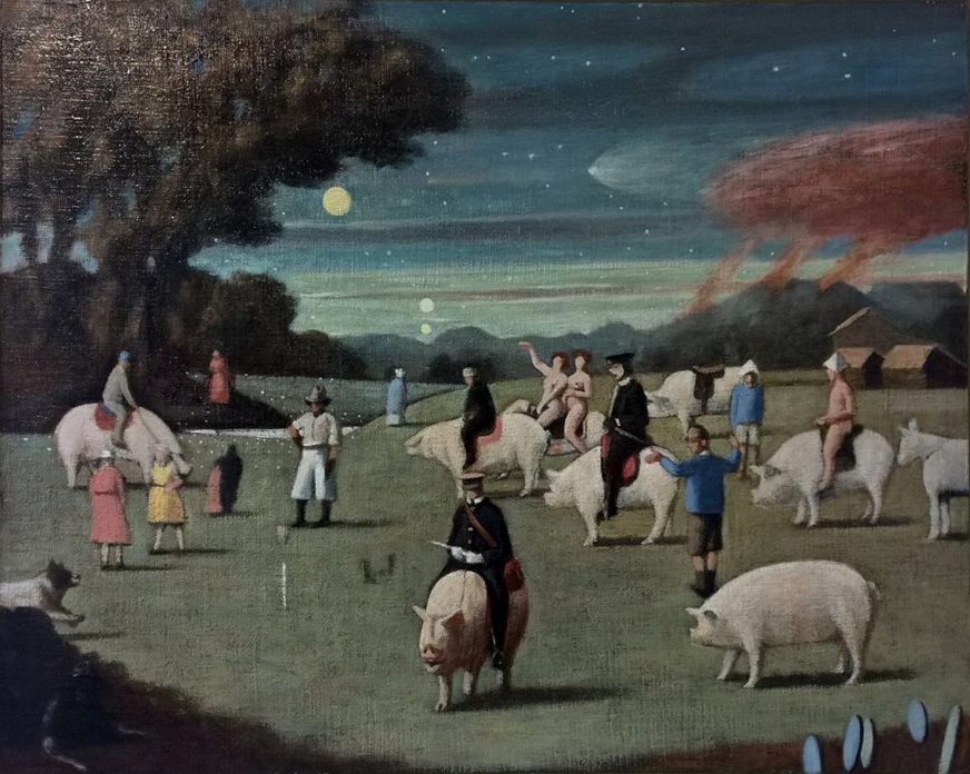 Pig Island Postal Service, Richard McWhannell, 2016, oil on canvas on board (SOLD)