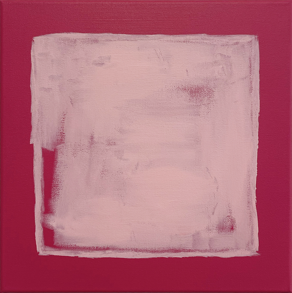 Untitled (pink), by Salome Tanuvasa, 2023, acrylic on canvas, 300 x 300mm (SOLD)