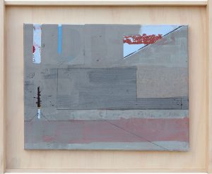 Ruskin Street series 3, Simon Ogden, 2018, mixed media on canvas framed, 410 x 507mm