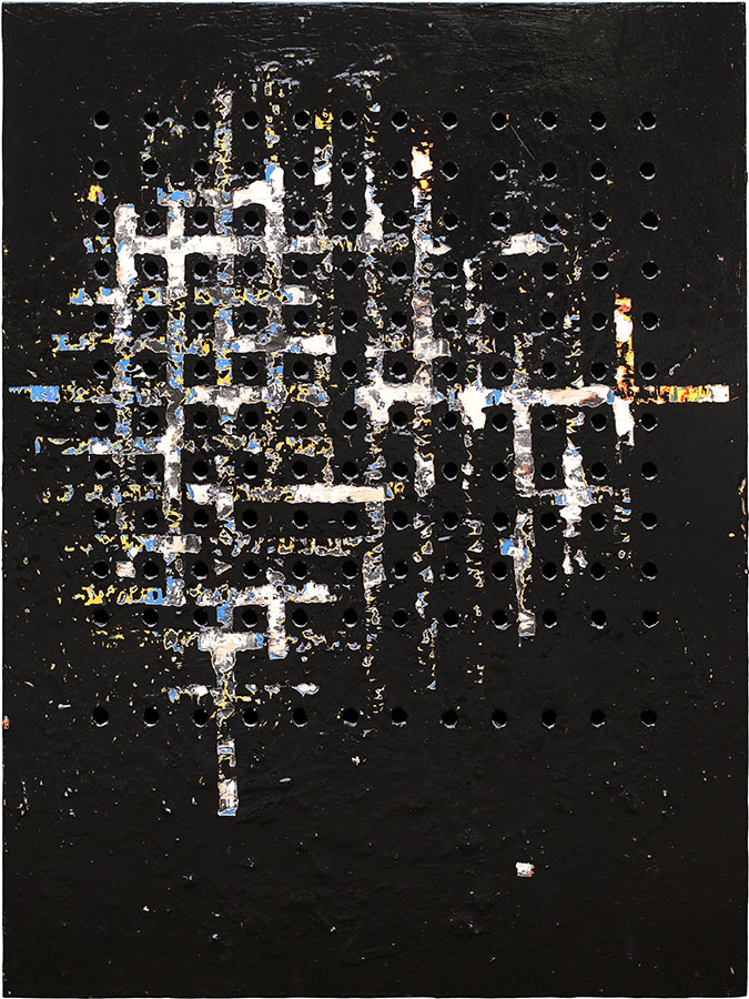 'Stars Thru Bars' by Sefton Rani, 2023, mixed media, enamel on white birch panel, 1200 x 900mm, $7000