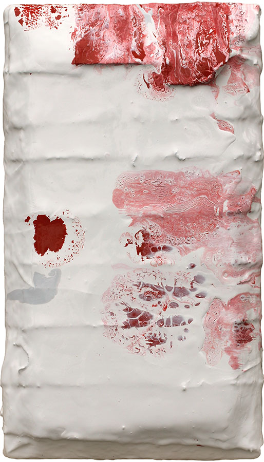 'Rose Bandages #9' by Sefton Rani, 2023, mixed media, enamel on white birch panel, 350 x 200mm, $950