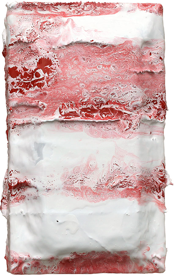 'Rose Bandages #2' by Sefton Rani, 2023, mixed media, enamel on white birch panel, 255 x 150, (SOLD)