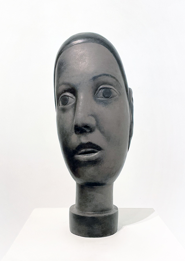 Viewing time, Terry Stringer, 2021 sculpture, Oil on bronze, waxed, 395mm high, (SOLD)